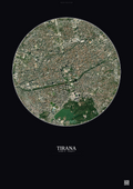 Affiche Tirana – Poster vue satellite | Gravura – Fond foncé