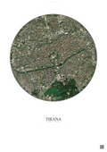 Affiche Tirana – Poster vue satellite | Gravura – Fond clair