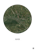 Affiche Skopje – Poster vue satellite | Gravura – Fond clair
