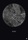 Affiche Skopje – Poster vue satellite | Gravura – Fond foncé