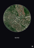 Affiche Skopje – Poster vue satellite | Gravura – Fond foncé