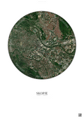 Affiche Skopje – Poster vue satellite | Gravura – Fond clair
