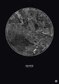 Affiche Skopje – Poster vue satellite | Gravura – Fond foncé