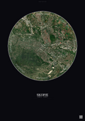 Affiche Skopje – Poster vue satellite | Gravura – Fond foncé