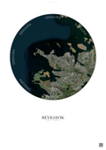 Affiche Reykjavik – Poster vue satellite | Gravura – Fond clair
