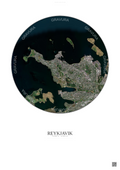 Affiche Reykjavik – Poster vue satellite | Gravura – Fond clair