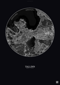 Affiche Tallinn – Poster vue satellite | Gravura – Fond foncé