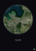 Affiche Tallinn – Poster vue satellite | Gravura – Fond foncé