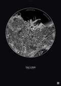 Affiche Tallinn – Poster vue satellite | Gravura – Fond foncé
