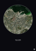 Affiche Tallinn – Poster vue satellite | Gravura – Fond foncé