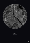 Affiche Riga – Poster vue satellite | Gravura – Fond foncé