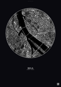 Affiche Riga – Poster vue satellite | Gravura – Fond foncé