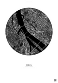 Affiche Riga – Poster vue satellite | Gravura – Fond clair