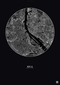 Affiche Riga – Poster vue satellite | Gravura – Fond foncé