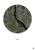 Affiche Riga – Poster vue satellite | Gravura – Fond clair