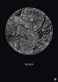 Affiche Vilnius – Poster vue satellite | Gravura – Fond foncé
