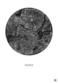 Affiche Vilnius – Poster vue satellite | Gravura – Fond clair