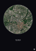 Affiche Vilnius – Poster vue satellite | Gravura – Fond foncé