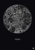 Affiche Vilnius – Poster vue satellite | Gravura – Fond foncé