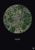 Affiche Vilnius – Poster vue satellite | Gravura – Fond foncé