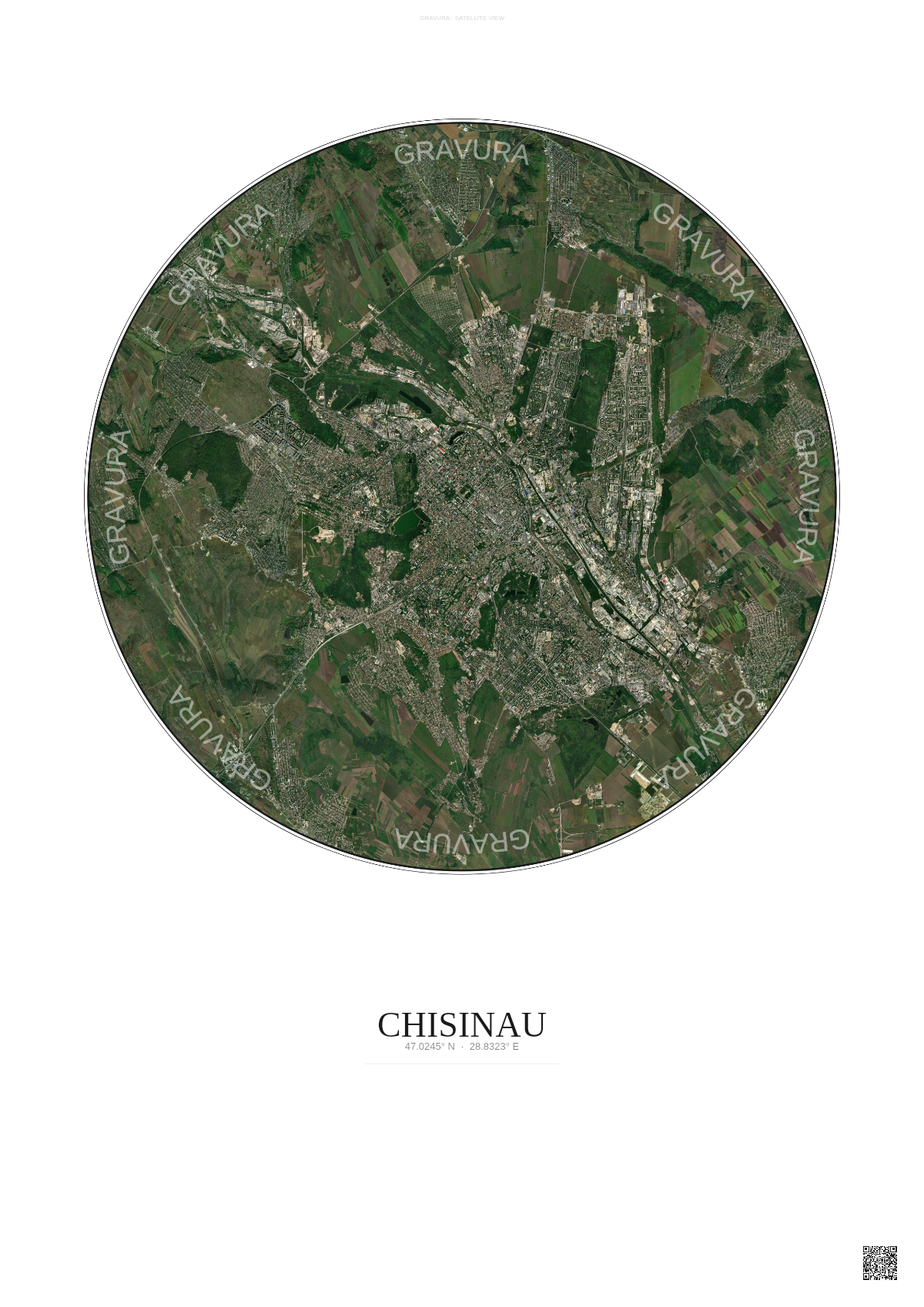 Affiche Chisinau – Poster vue satellite | Gravura – Fond clair