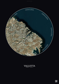 Affiche Valletta – Poster vue satellite | Gravura – Fond foncé
