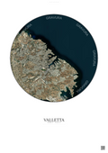 Affiche Valletta – Poster vue satellite | Gravura – Fond clair