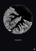Affiche Valletta – Poster vue satellite | Gravura – Fond foncé