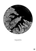 Affiche Valletta – Poster vue satellite | Gravura – Fond clair