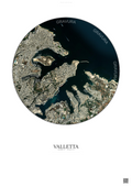Affiche Valletta – Poster vue satellite | Gravura – Fond clair
