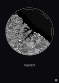 Affiche Valletta – Poster vue satellite | Gravura – Fond foncé