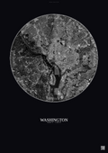 Affiche Washington – Poster vue satellite | Gravura – Fond foncé
