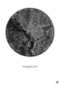 Affiche Washington – Poster vue satellite | Gravura – Fond clair