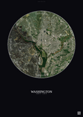Affiche Washington – Poster vue satellite | Gravura – Fond foncé