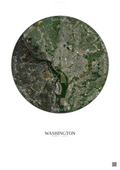 Affiche Washington – Poster vue satellite | Gravura – Fond clair