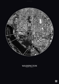 Affiche Washington – Poster vue satellite | Gravura – Fond foncé