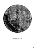 Affiche Washington – Poster vue satellite | Gravura – Fond clair