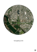 Affiche Washington – Poster vue satellite | Gravura – Fond clair