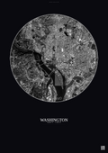Affiche Washington – Poster vue satellite | Gravura – Fond foncé