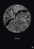 Affiche Ottawa – Poster vue satellite | Gravura – Fond foncé