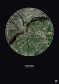 Affiche Ottawa – Poster vue satellite | Gravura – Fond foncé