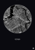 Affiche Ottawa – Poster vue satellite | Gravura – Fond foncé