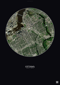 Affiche Ottawa – Poster vue satellite | Gravura – Fond foncé