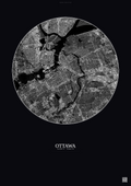 Affiche Ottawa – Poster vue satellite | Gravura – Fond foncé