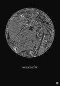 Affiche Mexico City – Poster vue satellite | Gravura – Fond foncé