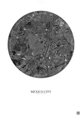 Affiche Mexico City – Poster vue satellite | Gravura – Fond clair