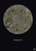 Affiche Mexico City – Poster vue satellite | Gravura – Fond foncé