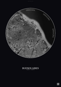 Affiche Buenos Aires – Poster vue satellite | Gravura – Fond foncé