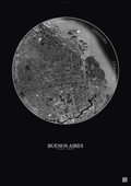 Affiche Buenos Aires – Poster vue satellite | Gravura – Fond foncé