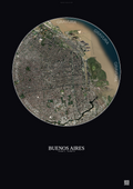 Affiche Buenos Aires – Poster vue satellite | Gravura – Fond foncé